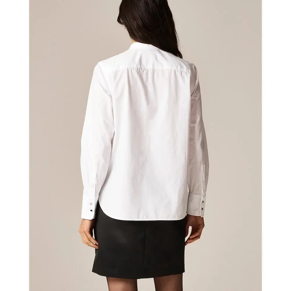 J. Crew Women's Button-Up Jules Tuxedo Shirt in Cotton Poplin White Size 2 NWT